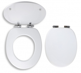 WHITE MDF SOFT CLOSING AND QUICK RELEASING TOILET SEAT