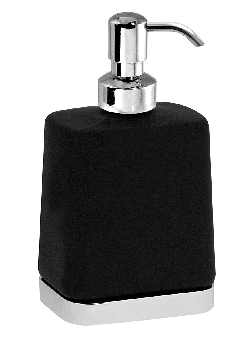 black and chrome soap dispenser