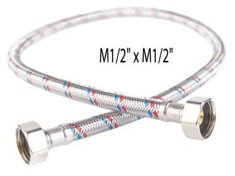 Steel covered connection hose L=20 cm 1/2