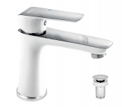 NOBLESS TINA standing washbasin mixer, pop-up waste, chrome/white