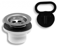 Sink drain 6/4'', rubber plug, steel strainer