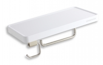 EMOTION shelf with toilet roll holder and hook, white