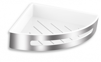 EMOTION stainless steel shower corner shelf, large, white