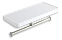 EMOTION shelf with double toilet roll holder, white