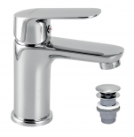 Wash basin mixer with pop-up waste