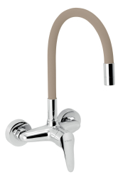 Sink mixer with elastic spout 150 mm, chrome-beige
