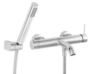 Shower set with wall-mounted bath mixer