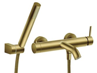 Shower set with wall-mounted bath mixer