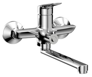 Wall-mounted washbasin/bath mixer, swivel spout 250 mm, without shower set