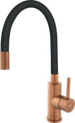 ZUMBA INOX standing sink mixer, flexible black spout, brushed copper