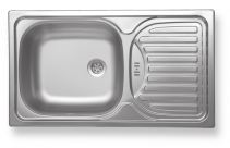 Stainless steel sink with draining board