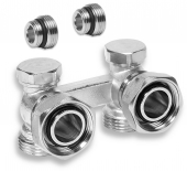 Double valve for bottom connected radiators 3/4