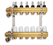 Brass manifold with flowmeters and thermostatic valves 2 w.
