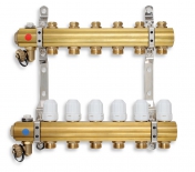 Manifold 2-ways with stop valves, thermostatic valves
