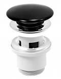 Click-clack drain valve, with overflow, black ceramic cap