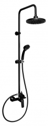Shower mixer with rainfall shower head and shower head, black