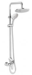 Shower mixer with rainfall shower head and shower head, chrome
