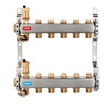 Stainless steel manifold with shut-off valves, 2 ways