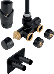 Thermostatic set valve with pre-setting  and thermostatic head and immersion tube