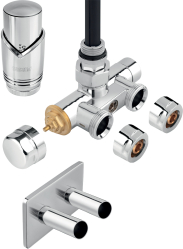 Thermostatic set valve with pre-setting  and thermostatic head and immersion tube